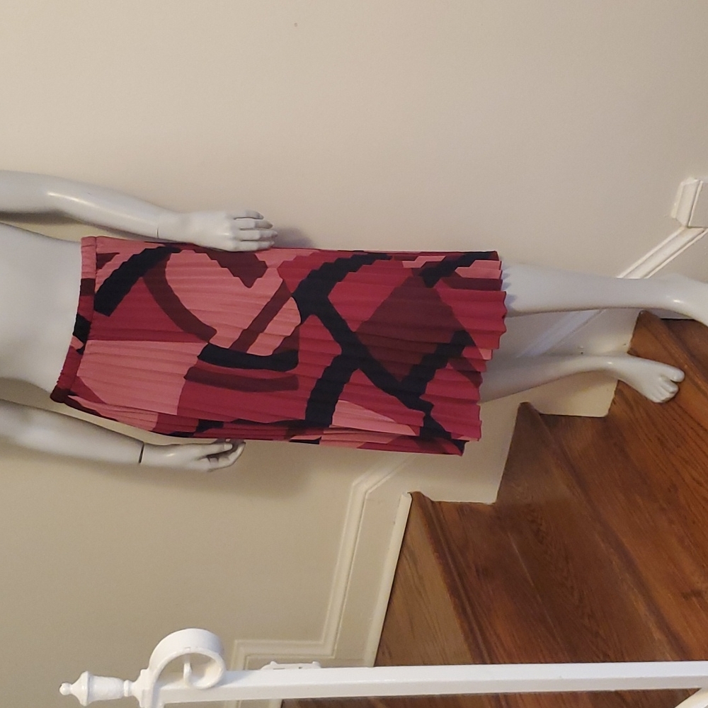 NWOT. Printed Pull-on Pleated Skirt.